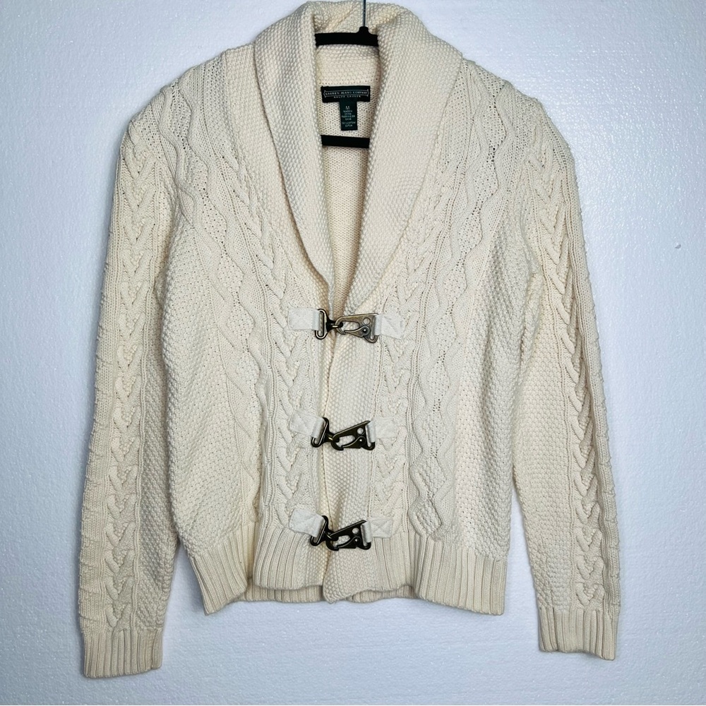 Ralph Lauren Cream Cable Knit Shawl Collar Toggle Cardigan